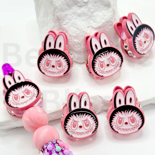 Vivid Alloy Labu Pop Mar with Clear Rhinestones Oval Pearls Clay Beads, Around 28*22MM