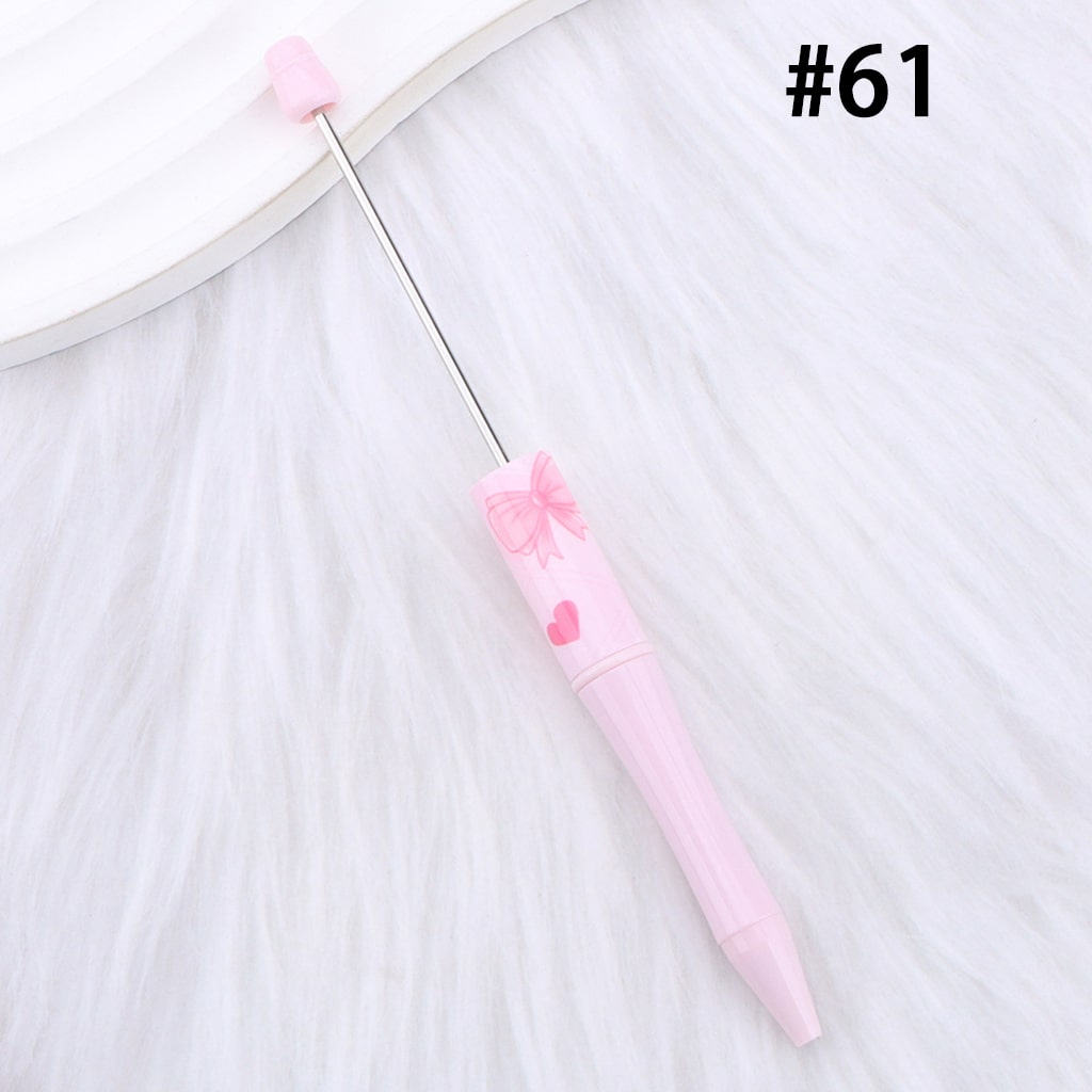 DIY Beadable Pen with Cute Bowknots Hearts, Pink Color Series, 147MM