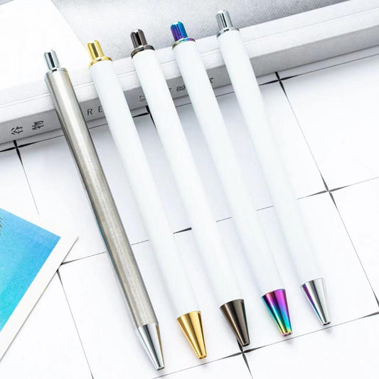 Pens for Pen Wraps, Pen Blanks White DIY Pens for Sublimation Wraps, Metal Ballpoint Pens in Gold, Rose Gold and Silver Colors, Random Mix