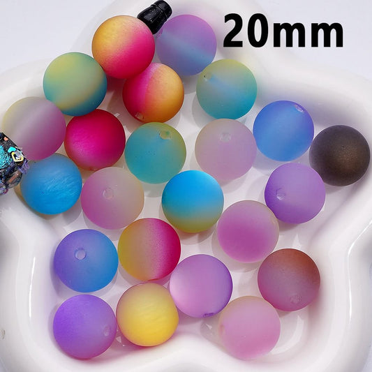 Large Cat Eye Style Double Color Frosted Matte Round Acrylic Beads, 20MM