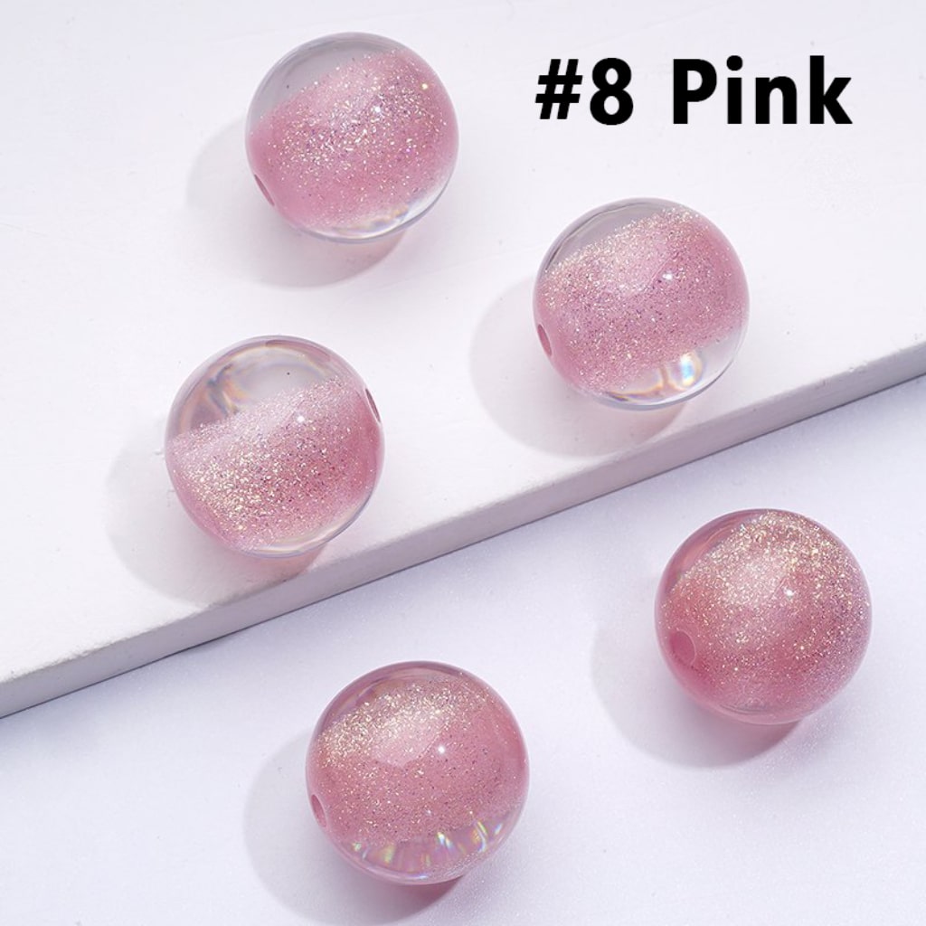 Bling Bling Glitter Galaxy Half Sugar Core Colorful Round Acrylic Beads, 12MM