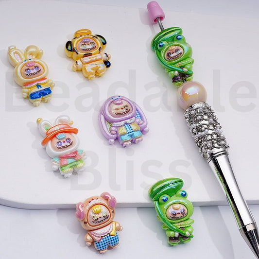 UV Coating Cute Labub in Sanri Series Costume Acrylic Beads, 10*18*30MM, Random Mix