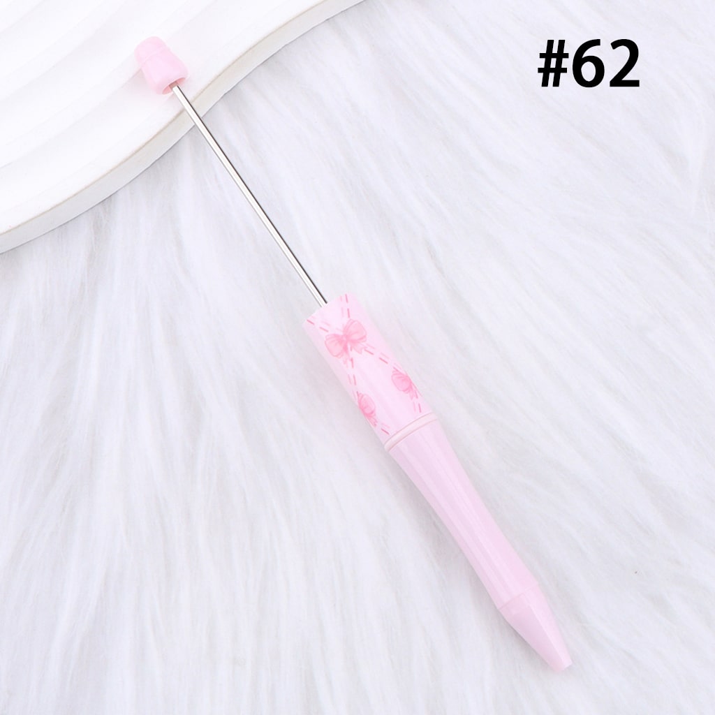 DIY Beadable Pen with Cute Bowknots Hearts, Pink Color Series, 147MM