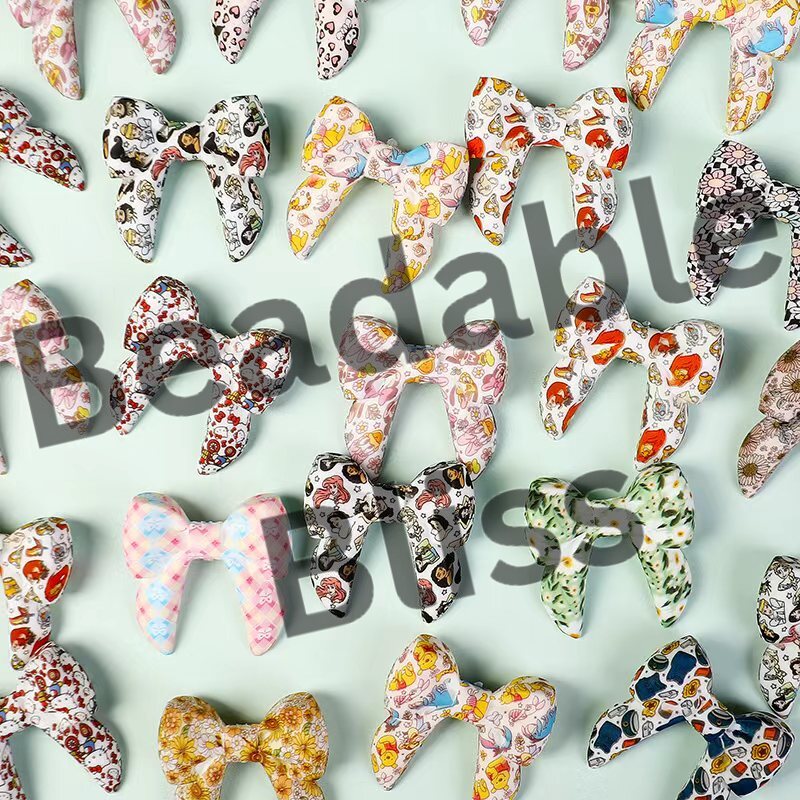 Silicone Focal Beads 3D Bowtie Shape in Various Prints and Styles