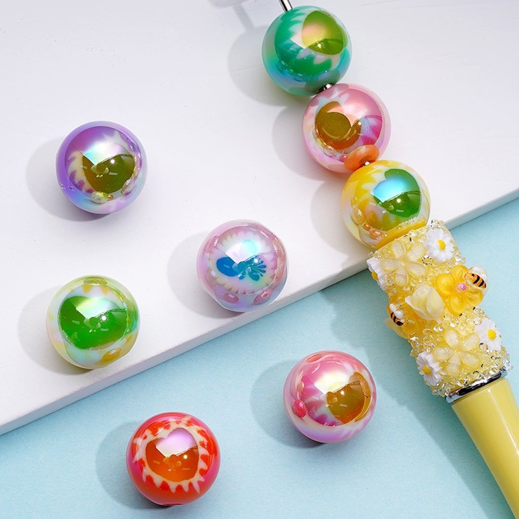 Candy Acrylic Beads with Heart, 16mm Random Mix