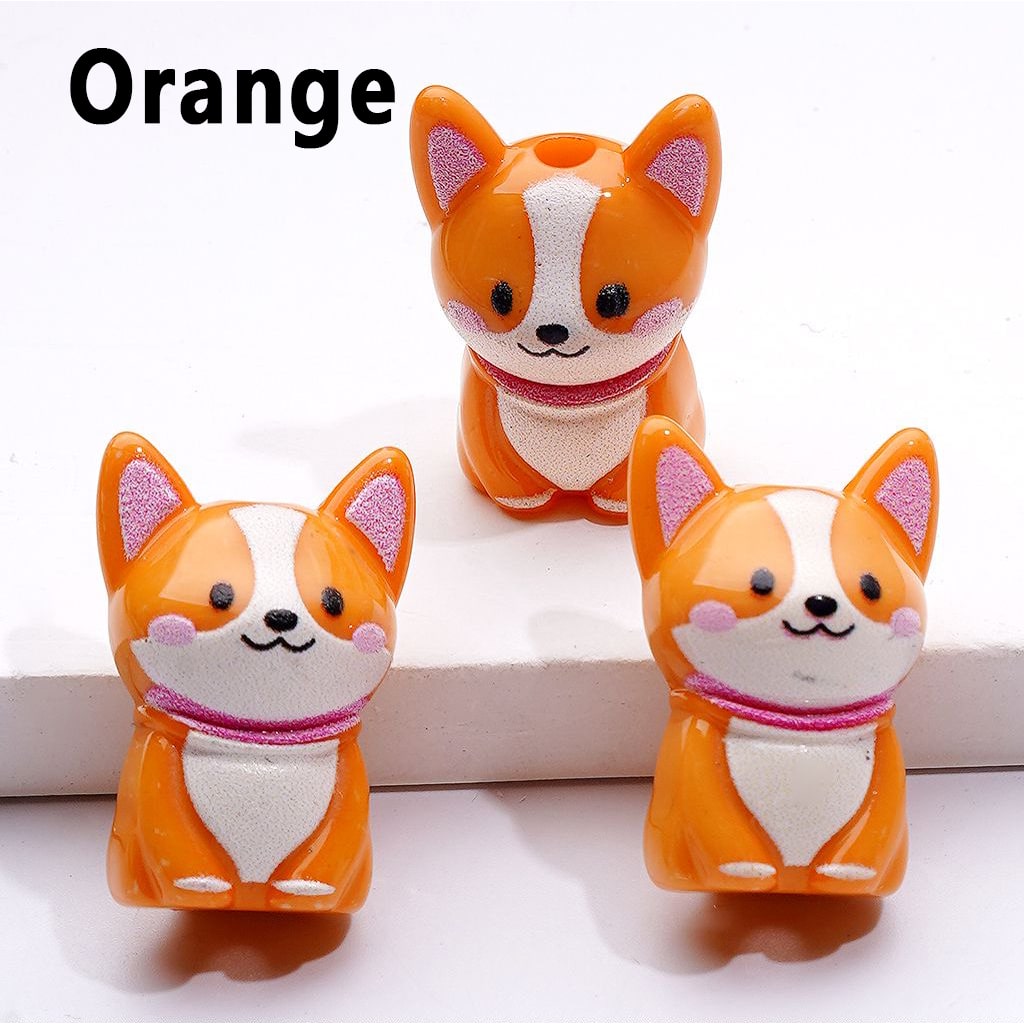 Little Cute Puppy Dog Acrylic Beads in Solid Color, Around 23*12MM