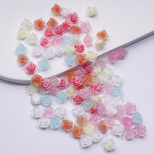 Colorful Glitter Soft Rose Flower for Beads Jewelry Accessories Adding Rhinestones on the Pen