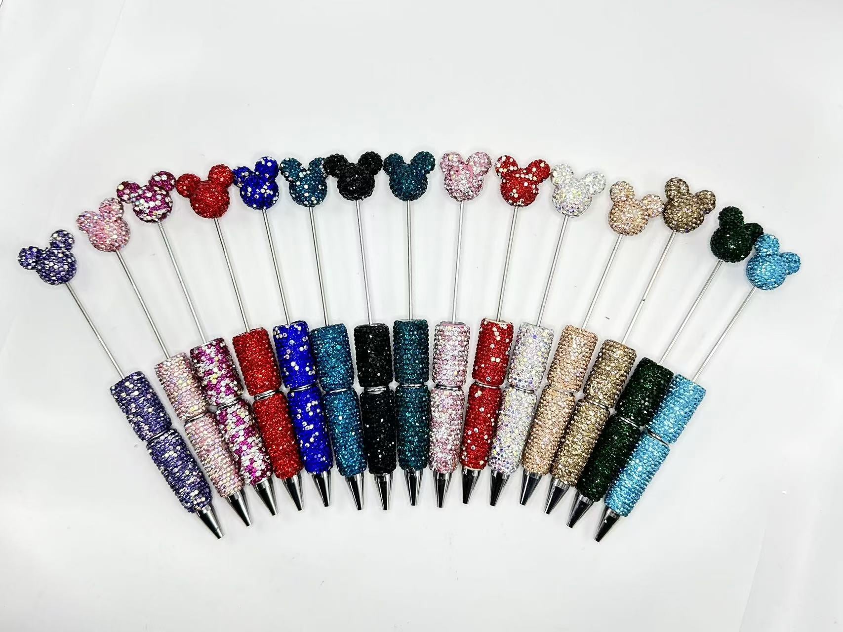 Cartoon Rhinestone Pen Beadable Pens with Clay Rhinestones Covered the Entire Pen with Mouse ...