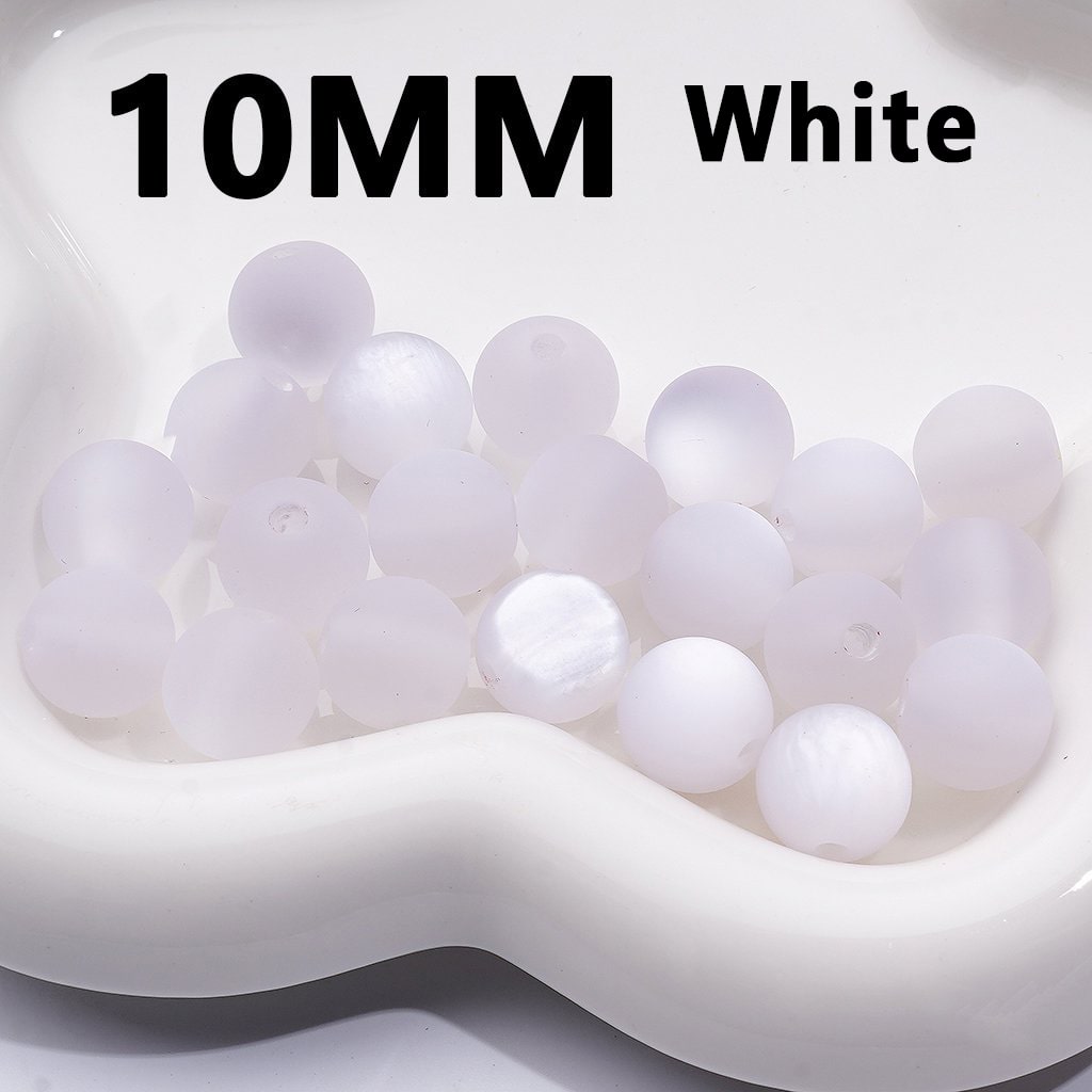 Multi-Color Cat Eye Style Frosted Matte Round Acrylic Beads, 10MM