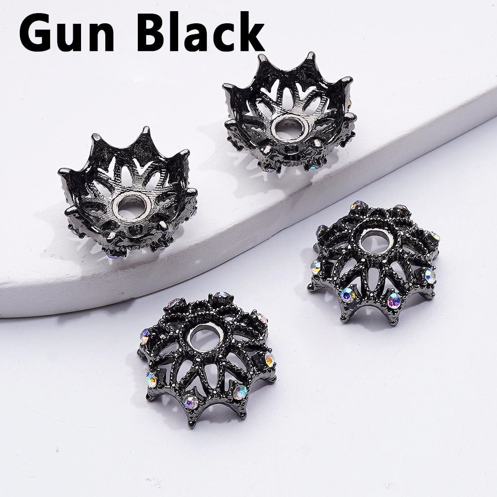 Delicate Metal Bead Caps Cages with AB Rhinestones, 18MM ( Match 16MM Beads)