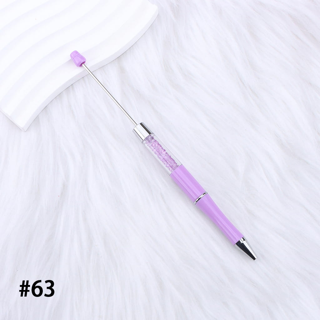 DIY Plastic Beadable Pens - Transparent Tube with Shimmer Crystal Beaded Pens, Length 186MM, Multi-Color