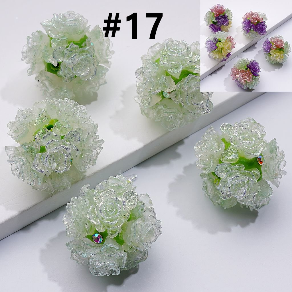 Color Changing Cute Glitter Soft Flowers AB Rhinestones Round Clay Beads, Around 24MM