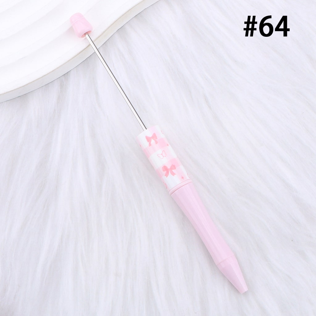 DIY Beadable Pen with Cute Bowknots Hearts, Pink Color Series, 147MM