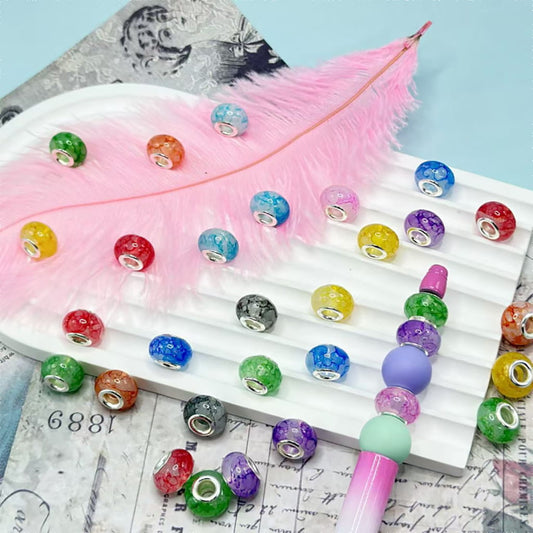 Multi-Color Soul Liquid Stain Water Spots Wheel Abcaus Acrylic Beads with Large Hole, Random Mix, 14MM