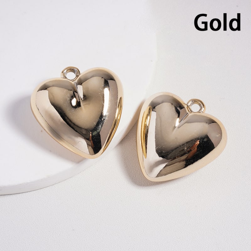 Pendants 3D Shiny Metallic Color Heart with Mini Ring, 31*33MM