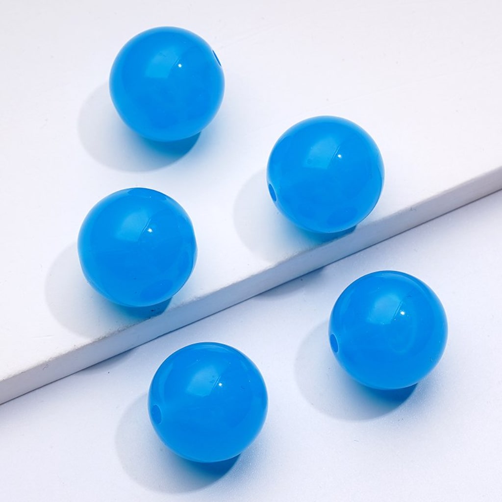 Glossy Jelly Candy Color Round Acrylic Beads, 16MM