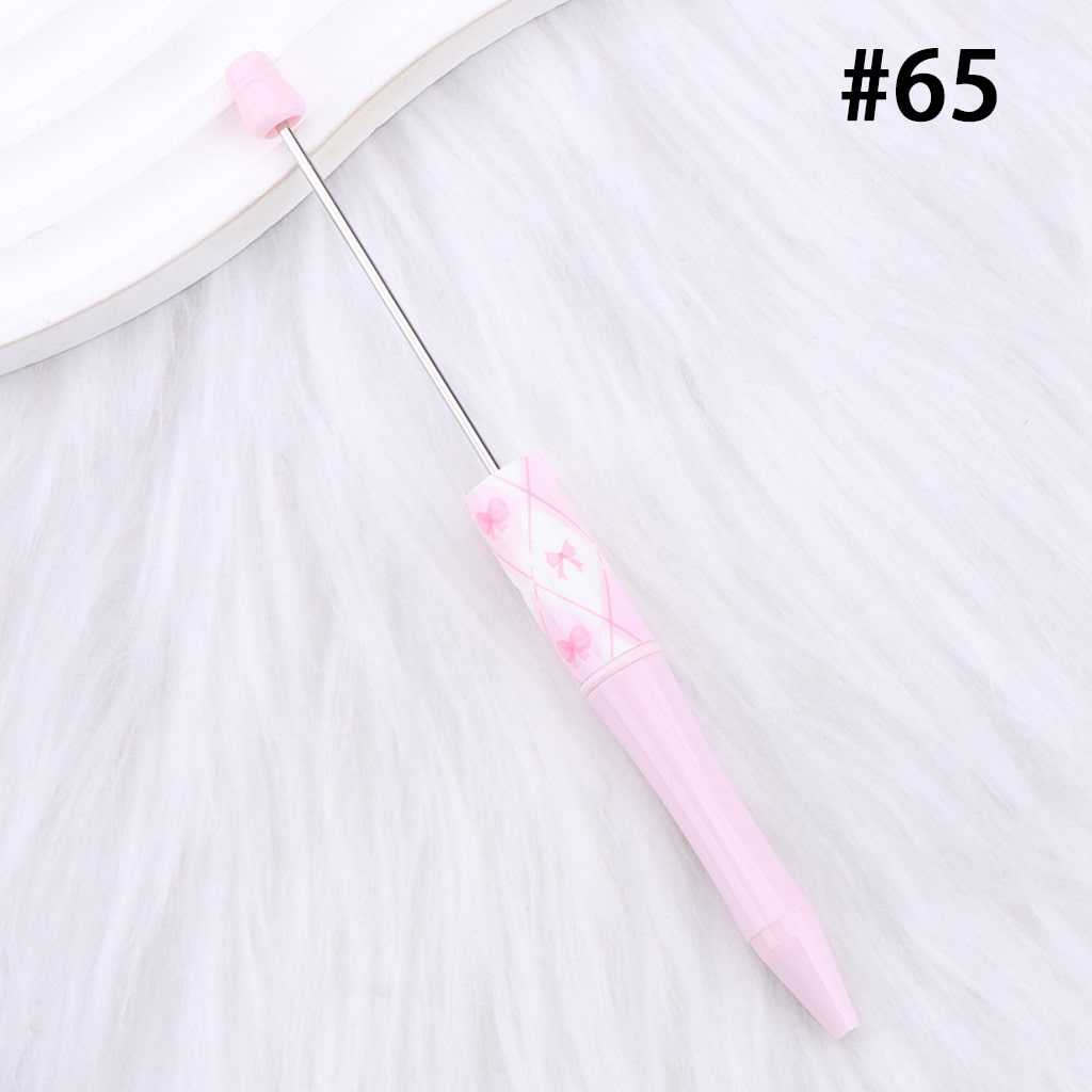 DIY Beadable Pen with Cute Bowknots Hearts, Pink Color Series, 147MM