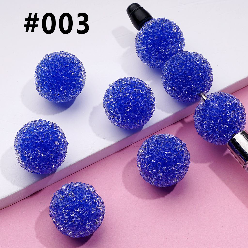 Hard Sugar Beads in Solid Colors Clear Rhinestones Candy Round 20mm