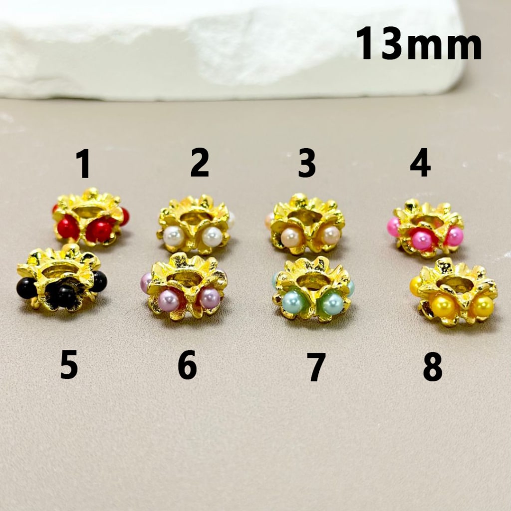 Exquisite Gold Metal Alloy Flower Colorful Pearls Inside Spacer, 13MM, Please Read the Description