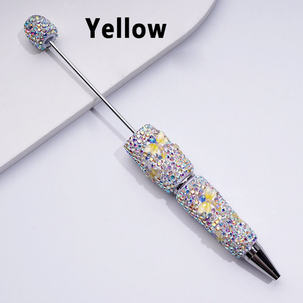 Beadable Clay Pens with Mini Cute Dragonflies AB Rhinestones Covered the Entire Pen