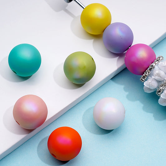 ゴム製 UV メッキ アクリル ビーズ、単色、16mm、ランダム ミックス カラー