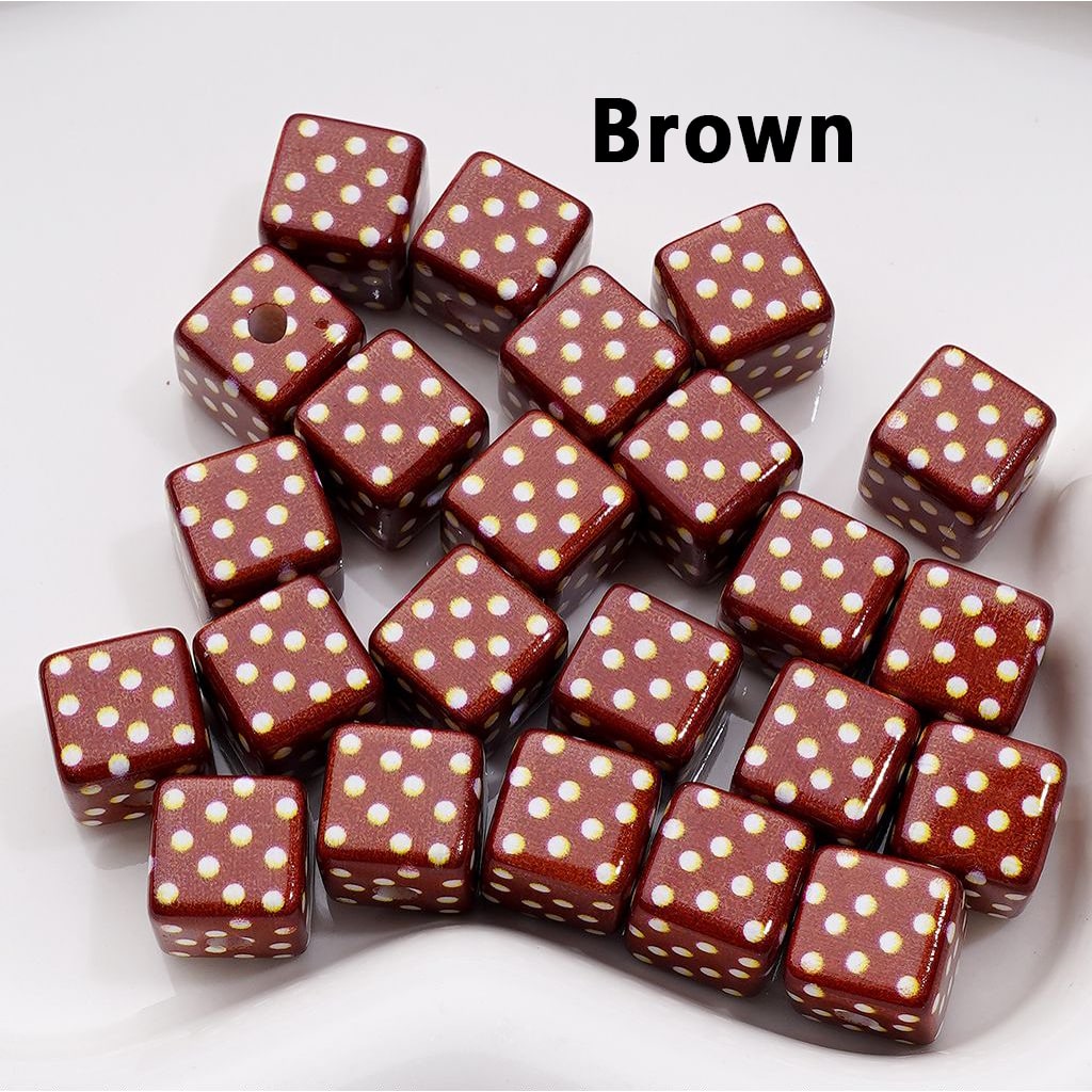 Mini Cute Cube Square Acrylic Beads with White Dots Acrylic Beads, 10MM