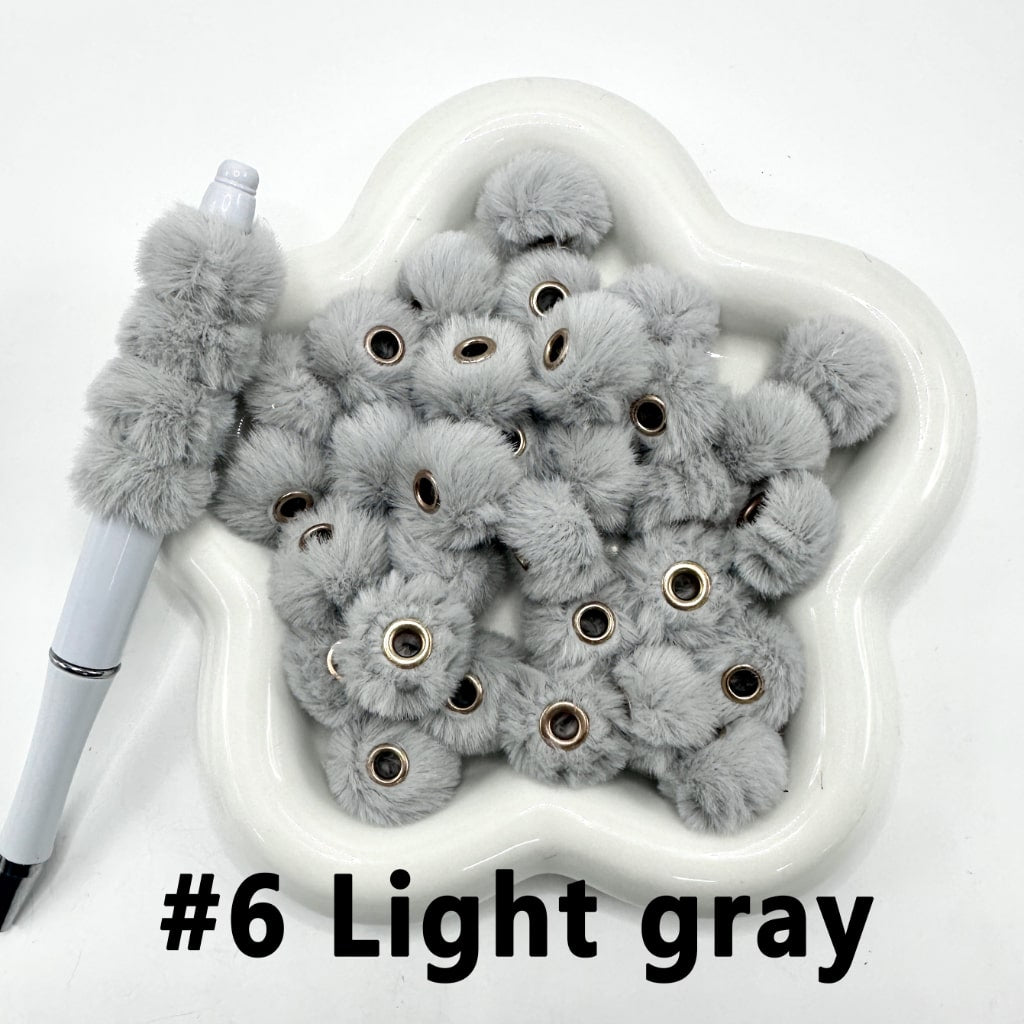 Pom Pom Fluffy Hard Beads and in Solid Colors