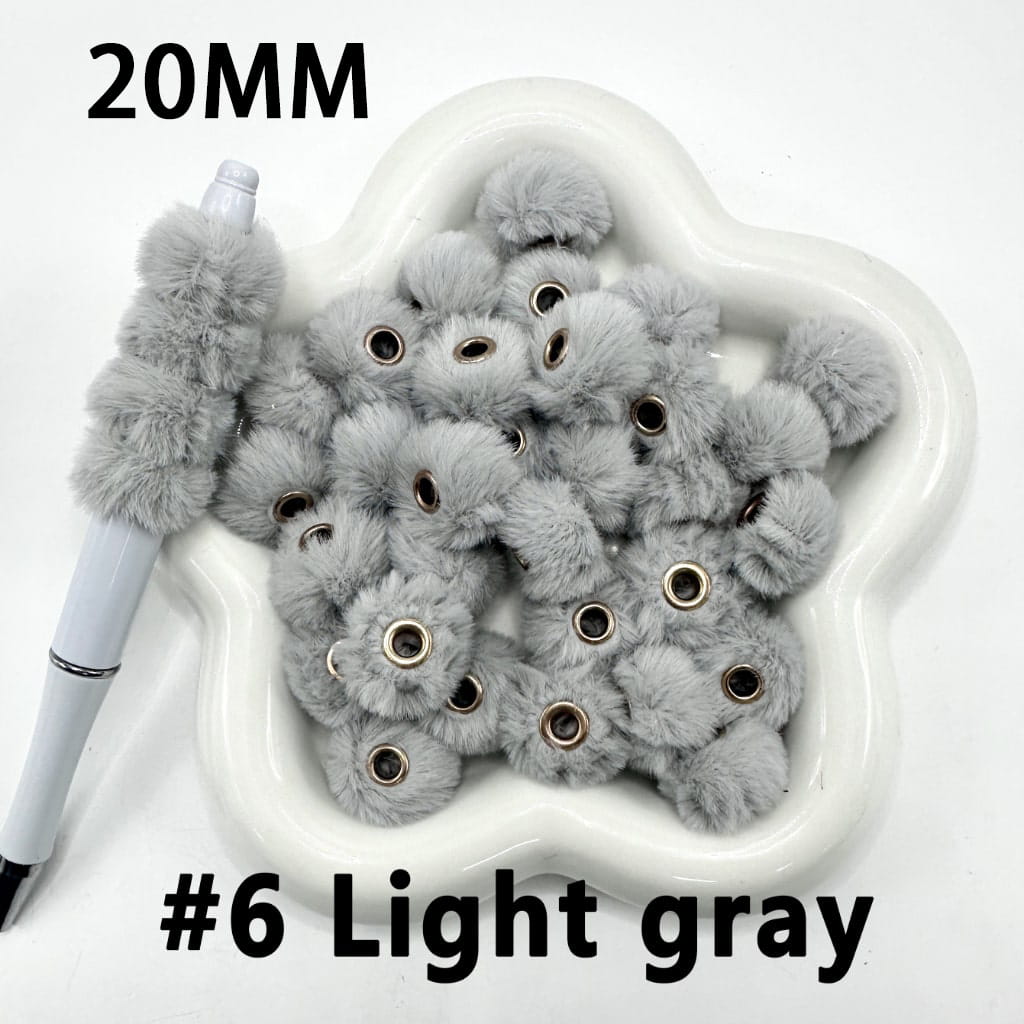 Pom Pom Fluffy Hard Beads and in Solid Colors, 20MM