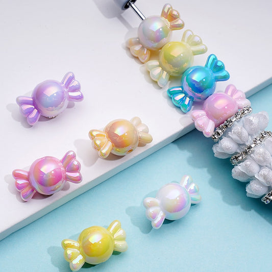 キャンディビーズ、キャンディの形とキャンディの色のアクリルビーズのミックス、サイズ12mm×21mm