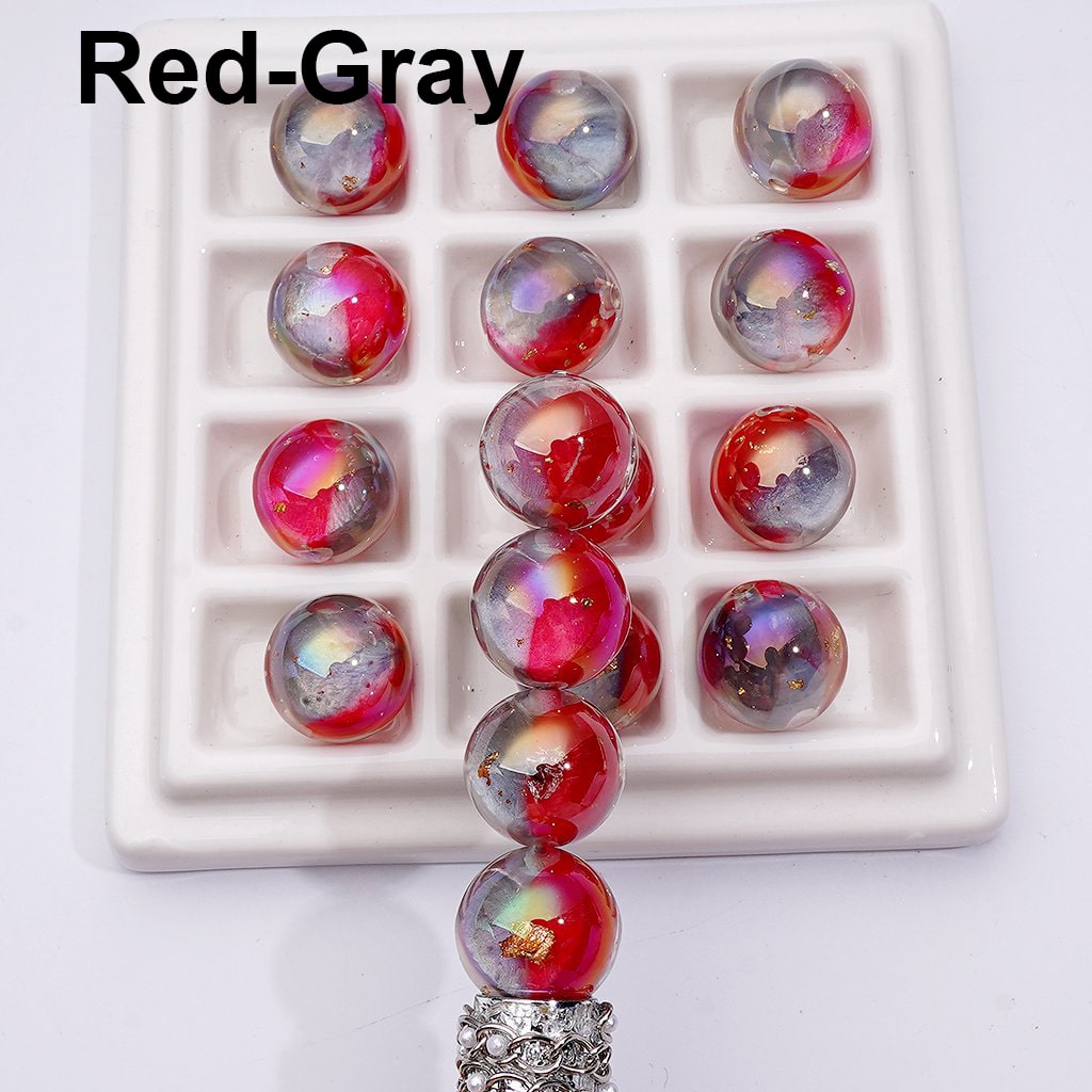 Large Double Color Resin Heart Gold Foil Paper Inside Clear Round Acrylic Beads, 16MM, Random Mix