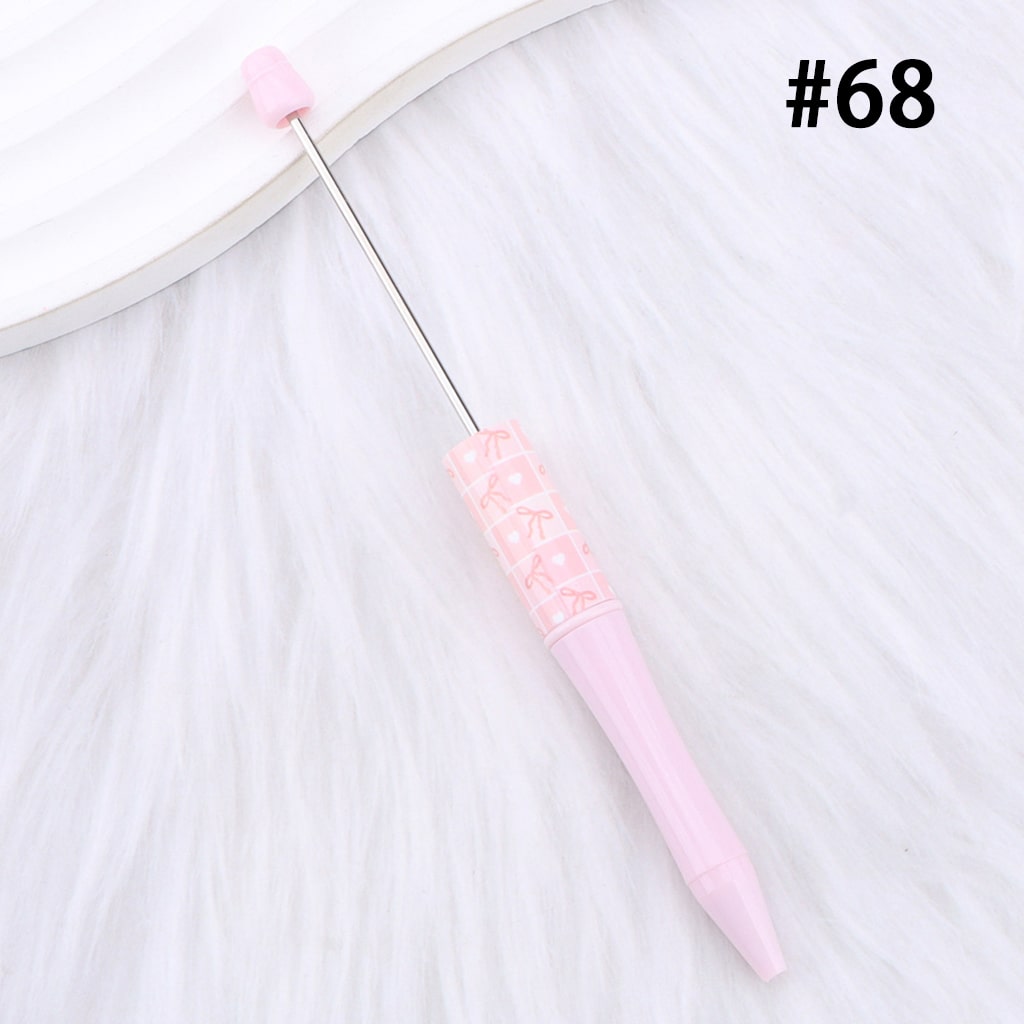 DIY Beadable Pen with Cute Bowknots Hearts, Pink Color Series, 147MM