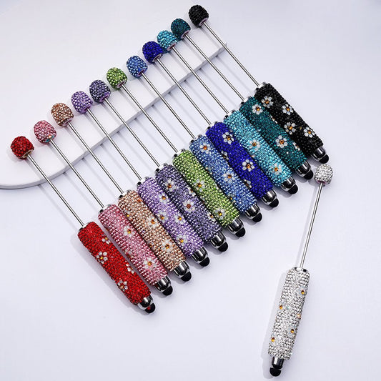 Beadable Clay Stylus Pen with Mini Cute Flowers Multi-Color Shiny Rhinestones