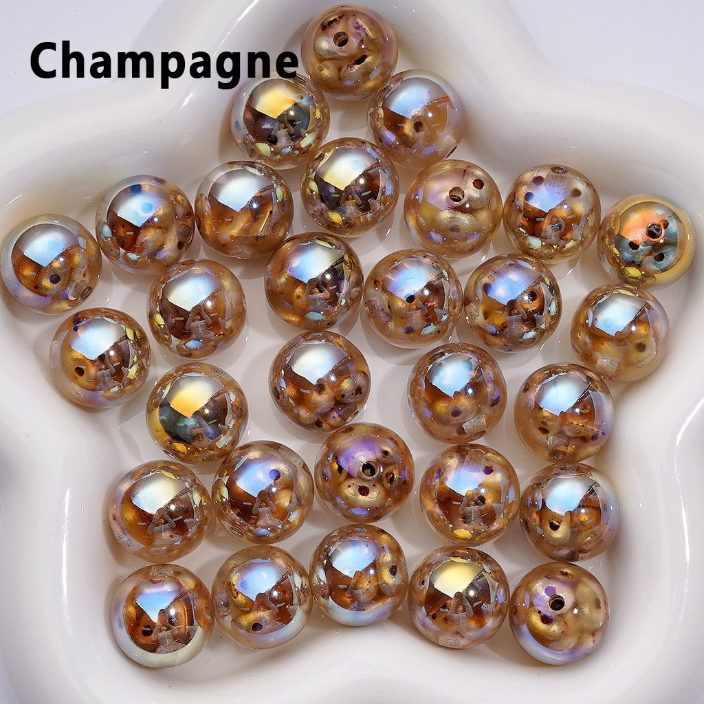 UV Coating Glossy Clear Round Acrylic Beads Mini Colorful Peanuts Beads Inside, 16MM (The Material is Resin)