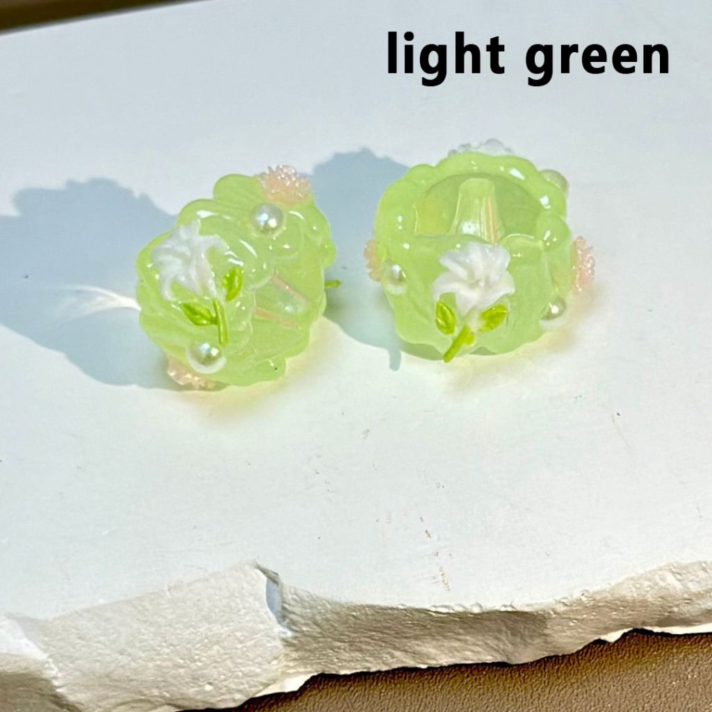 Luminous Colorful Mini Flowers White Pearls Clear Rhinestones Round Acrylic Beads, Around 18MM