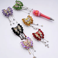 Bling Bling Fancy Gold Alloy Butterfly with Shiny Rhinestones Chains Cute Butterflies Hearts Clay Beads, Around 34*34MM