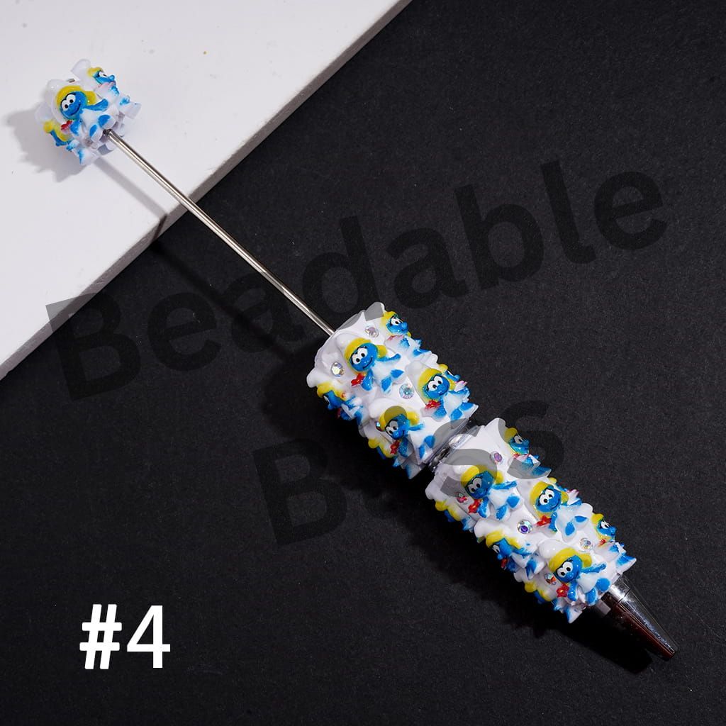 Beadable Clay Pens with Blue Elf Character Series & AB Rhinestones