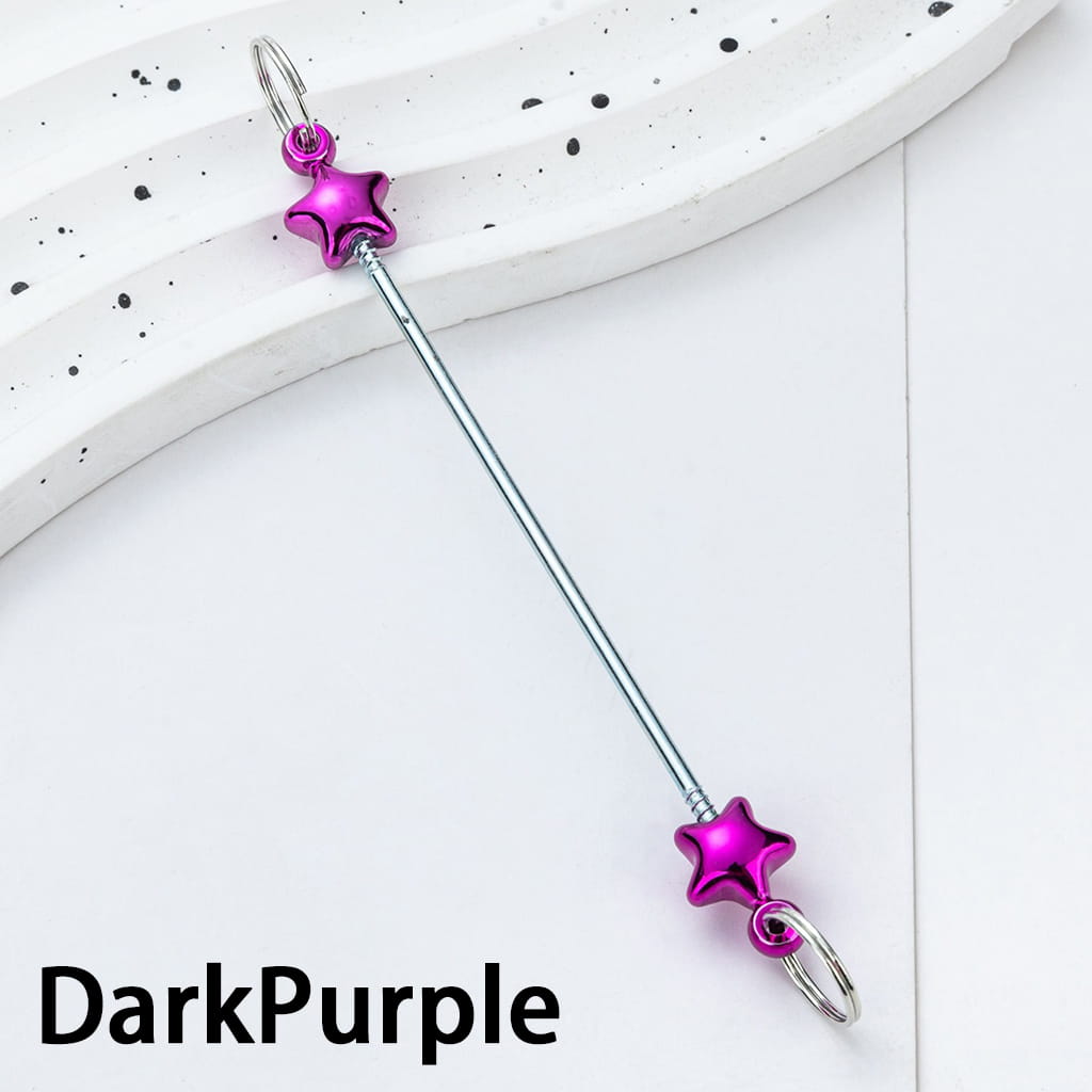 DIY Plastic Beadable Keychain Bars with Stars for Keychain Accessories in Metallic Colors, 10CM