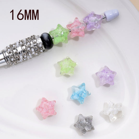 かわいい透明な星型アクリルビーズ、ミニカラフルな雲入り、16MM、説明をお読みください。