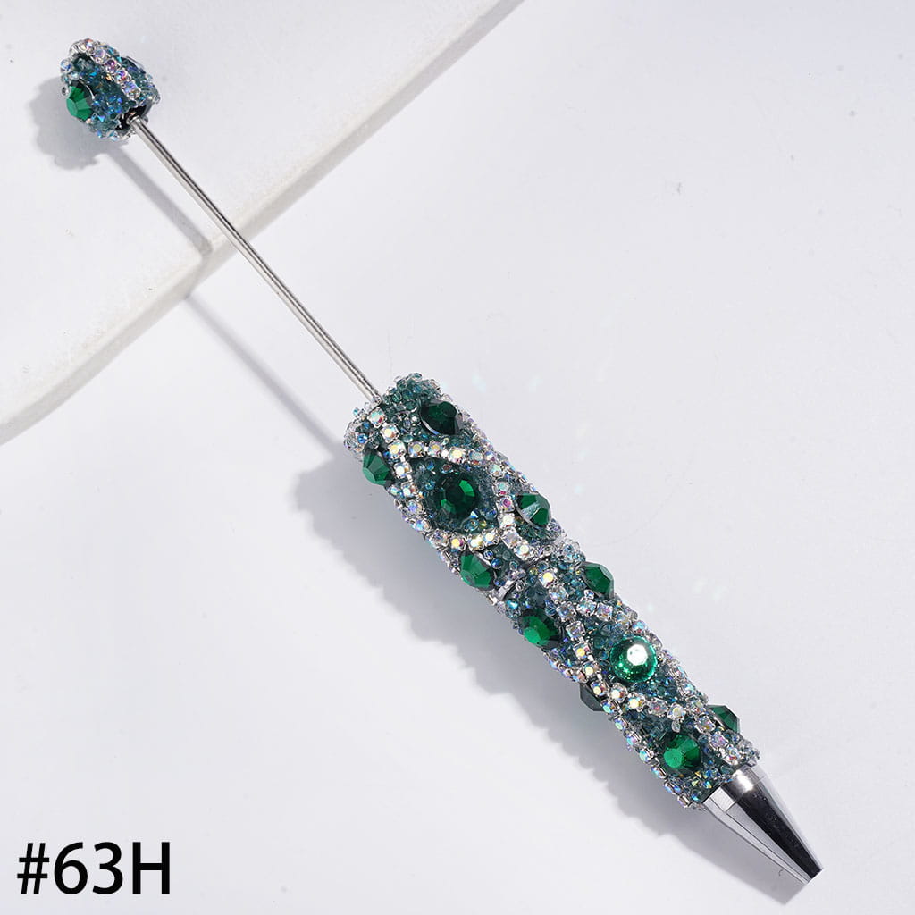 Handmade Beadable Sugar Pens with Multicolor Flat Back Rhinestones, "X" Shaped AB Rhinestone Chains & Clear Cone Shaped Rhinestones Covered the Entire Pens