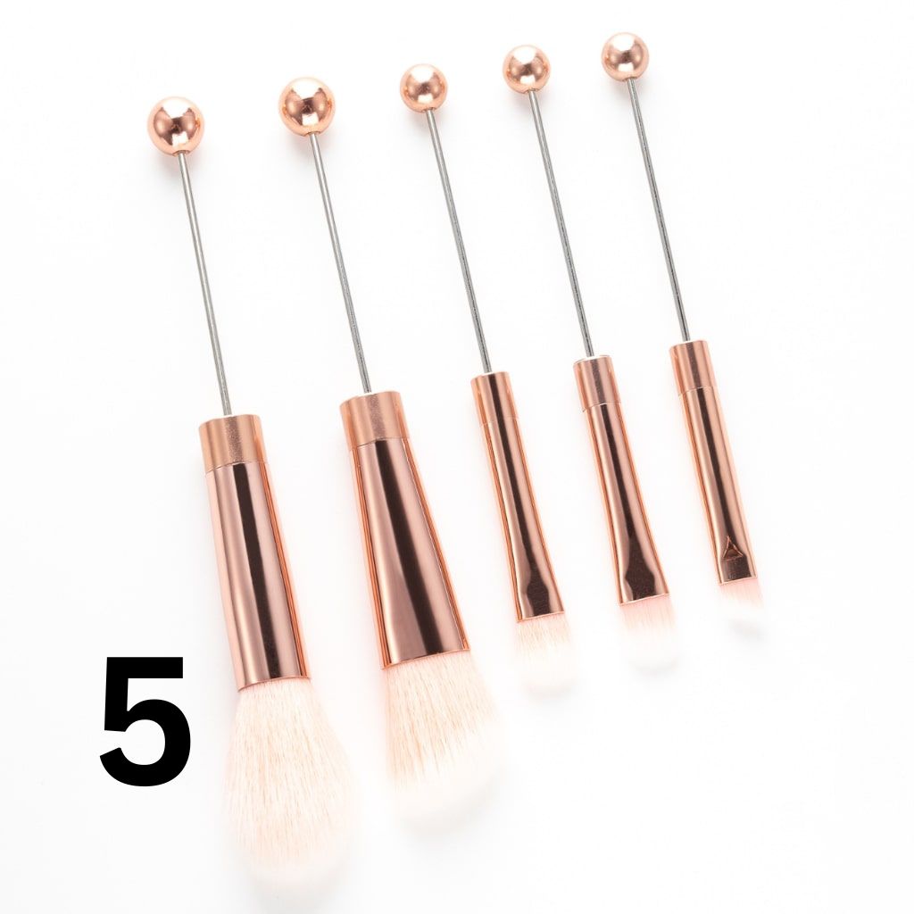 Beadable Makeup Brushes, Beaded Make Up Brush Solid And Ombre Color (1 Set = 5 pieces)