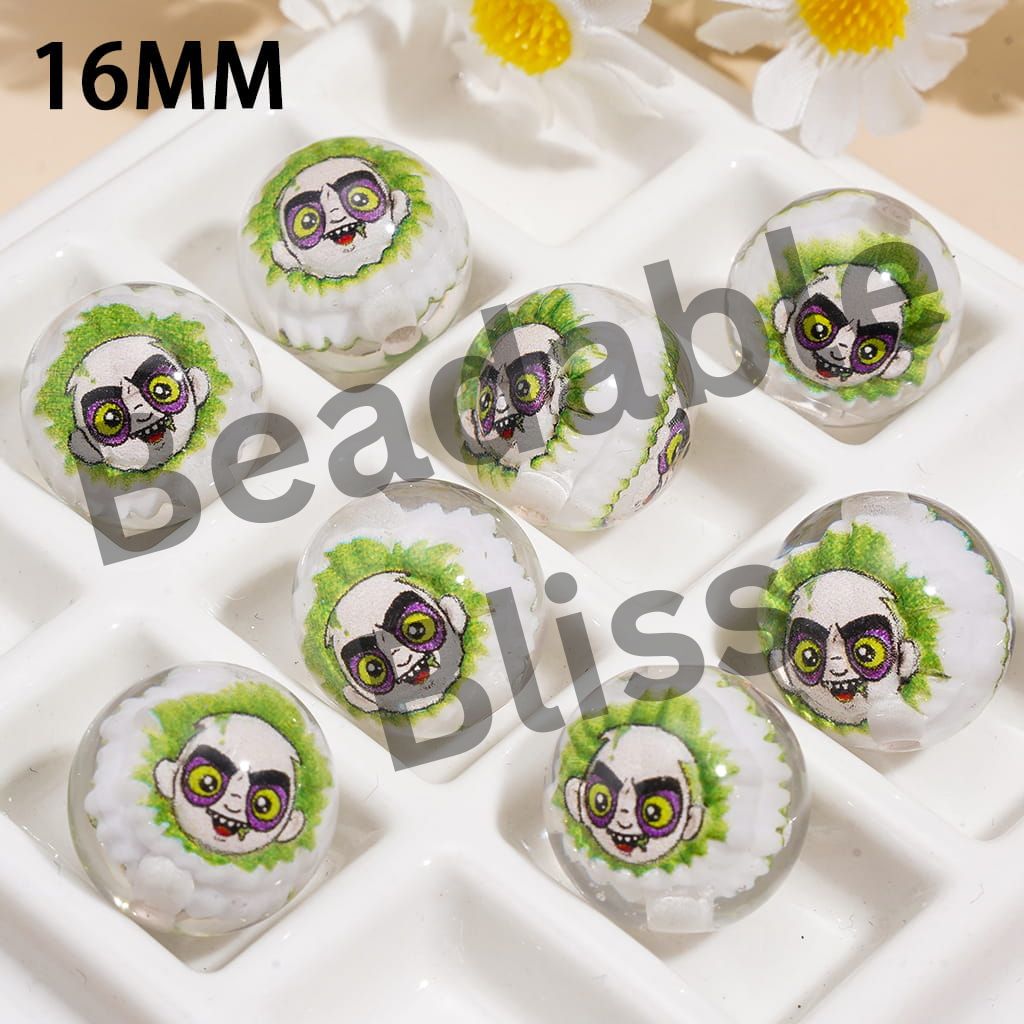 Horror Character Embedded Inside the Bead Transparent Round Shape Acrylic Beads 16MM