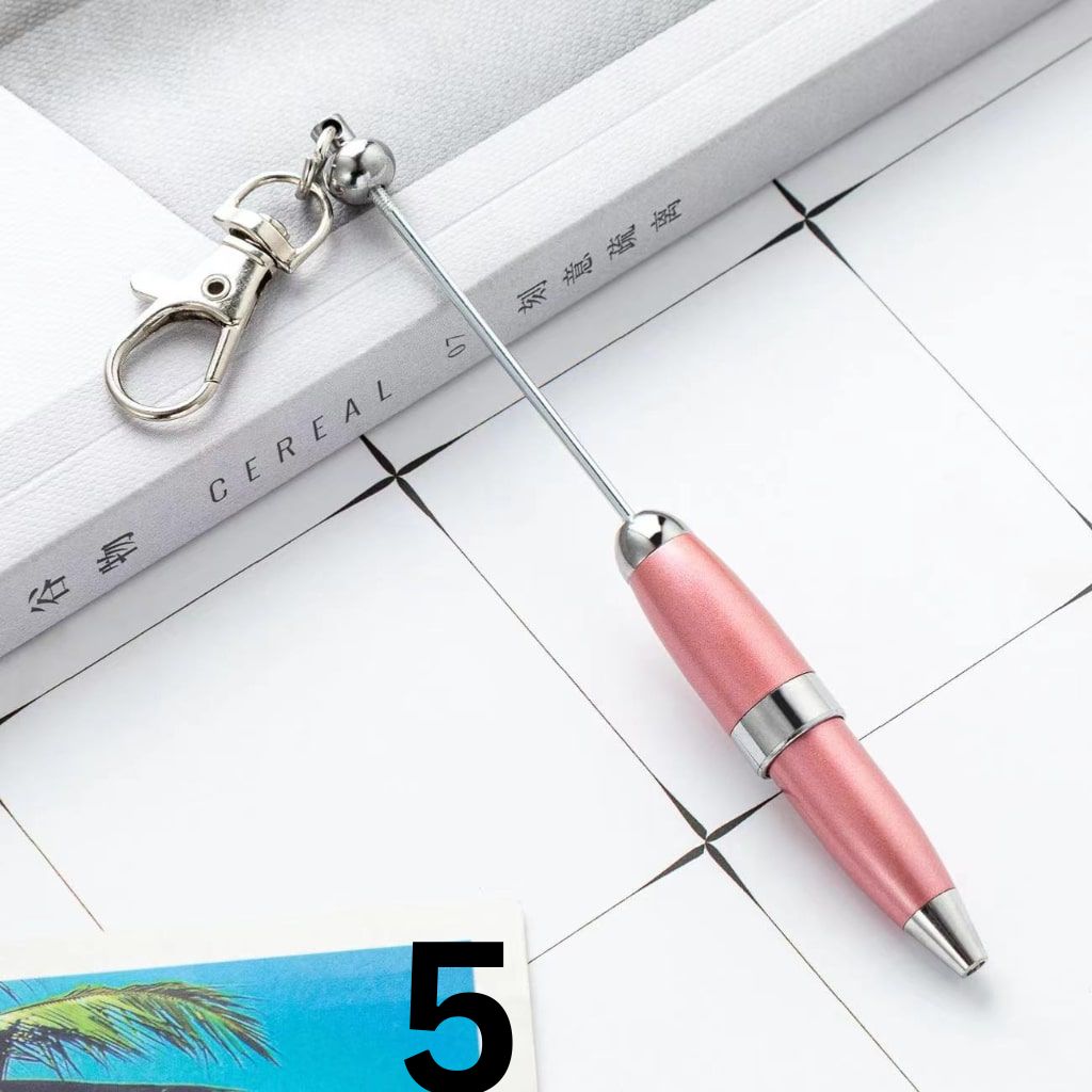 Keychain Pen, Metal Beadable Pens with Lobster Clasp, Keyring Beaded Pens