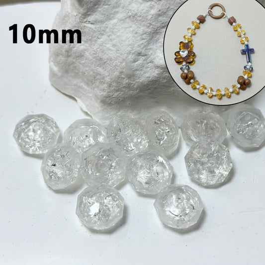 Clear Polyhedral Broken Inside Flat Acrylic Beads, 10MM ( can't be used on the pen)