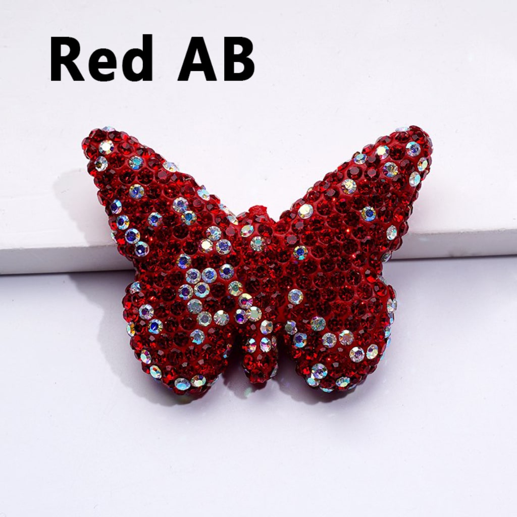 Exquisite Multi-Color Butterfly Clay Beads with Shiny Rhinestones, 54*41MM