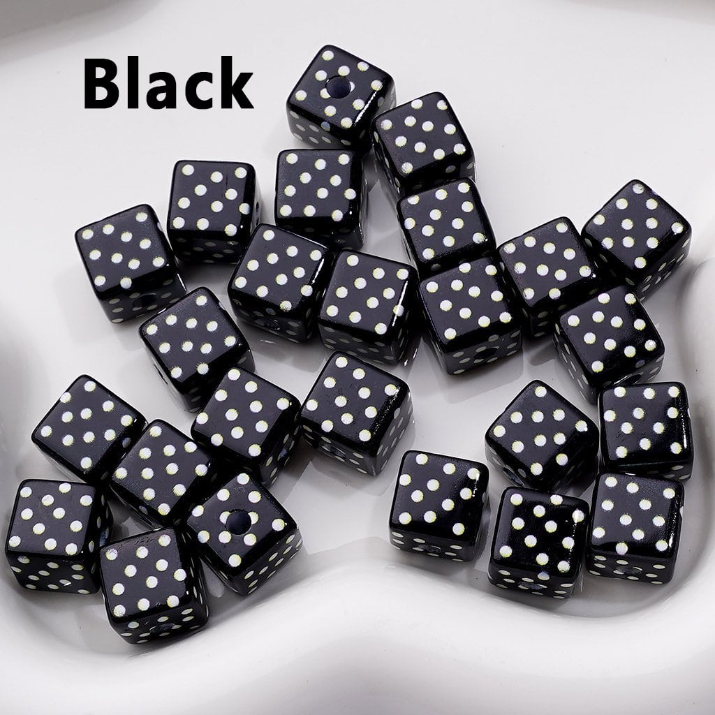 Mini Cute Cube Square Acrylic Beads with White Dots Acrylic Beads, 10MM