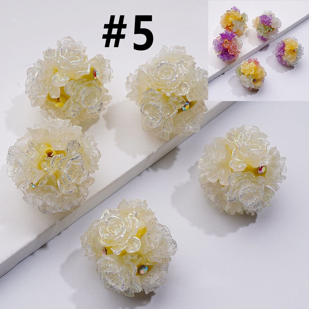Color Changing Cute Glitter Soft Flowers AB Rhinestones Round Clay Beads, Around 24MM