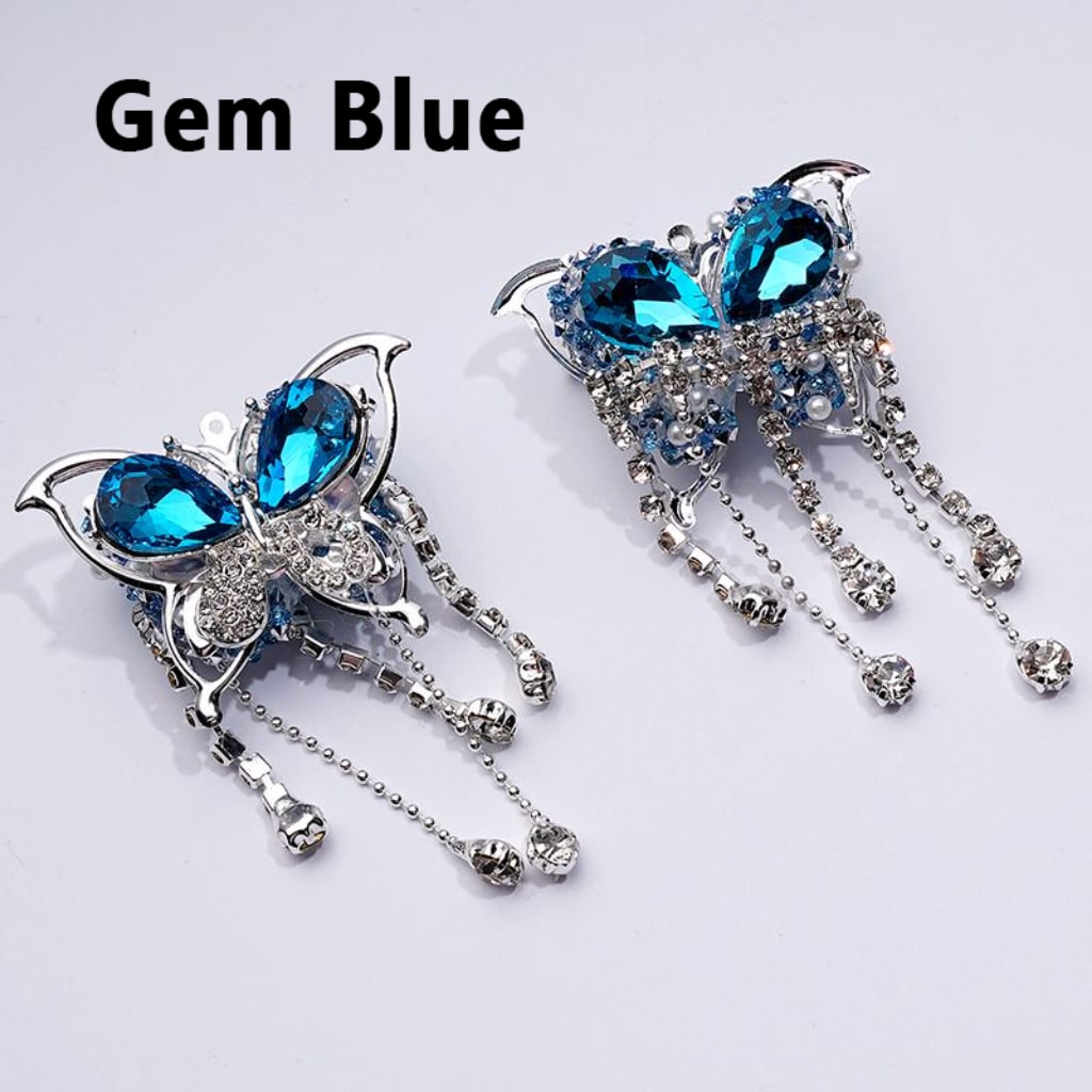 Bling Bling Fancy Silver Alloy Butterfly with Shiny Rhinestones Metal Chains White Pearls Sugar Acrylic Beads, Around 40*60MM