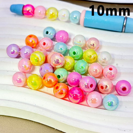 Bling Bling ABコーティング キャンディカラー ラウンドアクリルビーズ 10MM 説明をお読みください