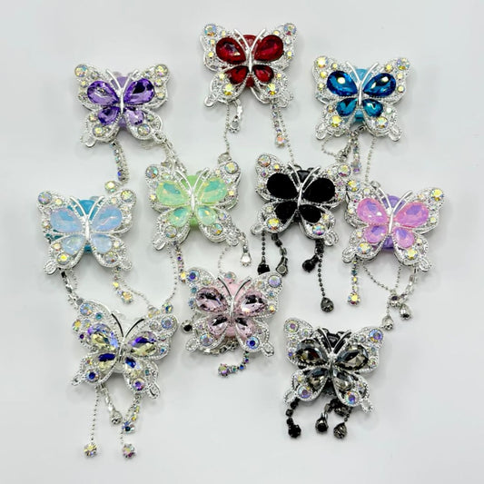 Bling Bling Butterfly Fancy Alloy Clay Beads with Rhinestones and Pendants Chains, 34MM by 40MM