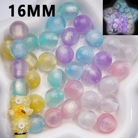 Luminous Bling Bling Shiny Glitter Half Sugar Core Round Acrylic Beads, 16MM